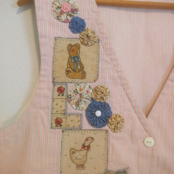 VTG Handmade Vest Country Farm Animals Button Patchwork Applique Cottagecore - Picture 2 of 12